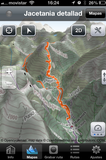 Vista del Track en el iPhone, con el programa Maps 3D