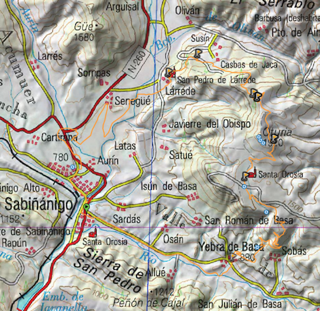 Mapa Sabi – Yerba – Mte. Oturia – Larrede – Jaca