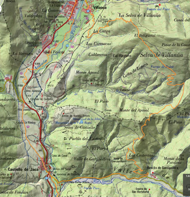 Mapa de la vuelta desde Castiello, con más detalles