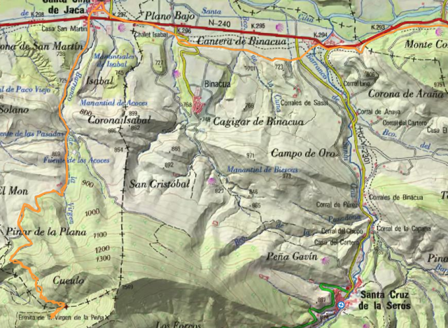 Mapa de detalle del tramo final de la ruta