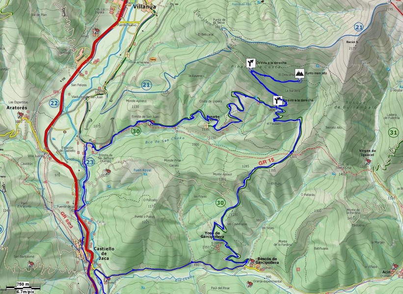 Mapa de detalle de la salida