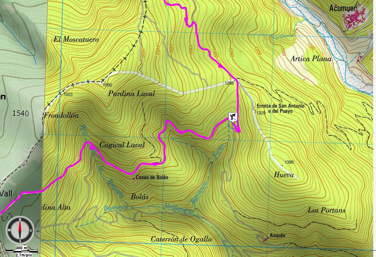 Mapa detalle: Desvío hacia la Sierra de la Contienda